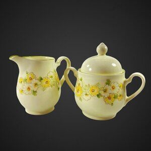 Vintage Noritake Keltcraft Ireland Daisygarland Set Sugar Creamer 5”T 4.75”W